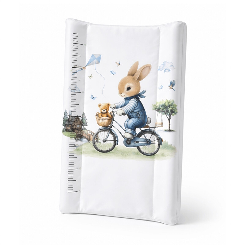 Deksi tvrda podloga za povijanje 78x50cm Zeka na biciklu plava - Meda Shop