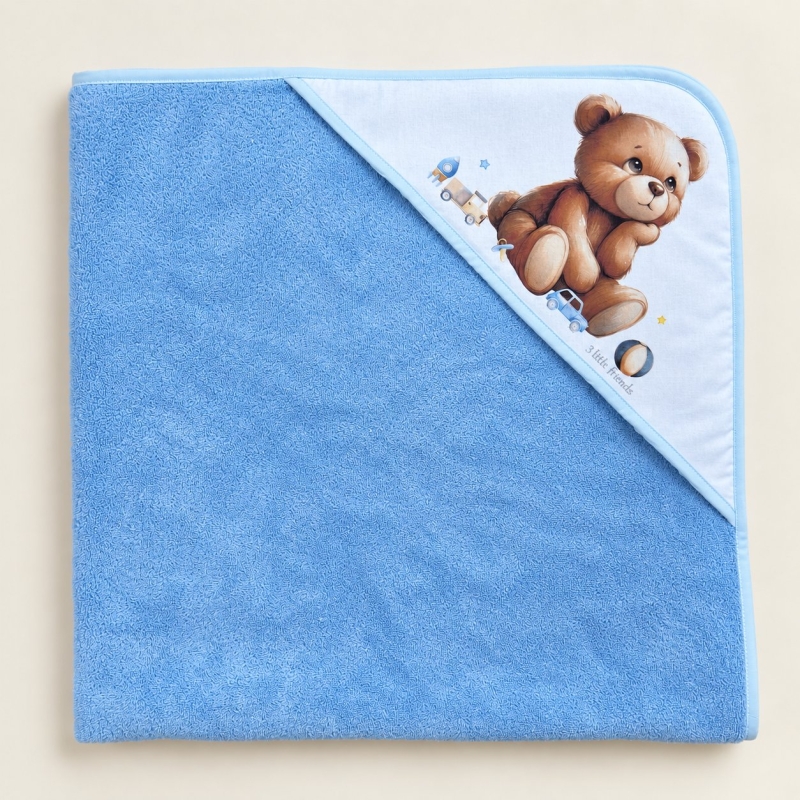 Deksi Meda peškir 100x100cm sa kapuljačom plavi - Meda Shop
