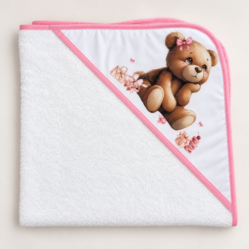 Deksi Meda peškir 75x75cm sa kapuljačom roze - Meda Shop