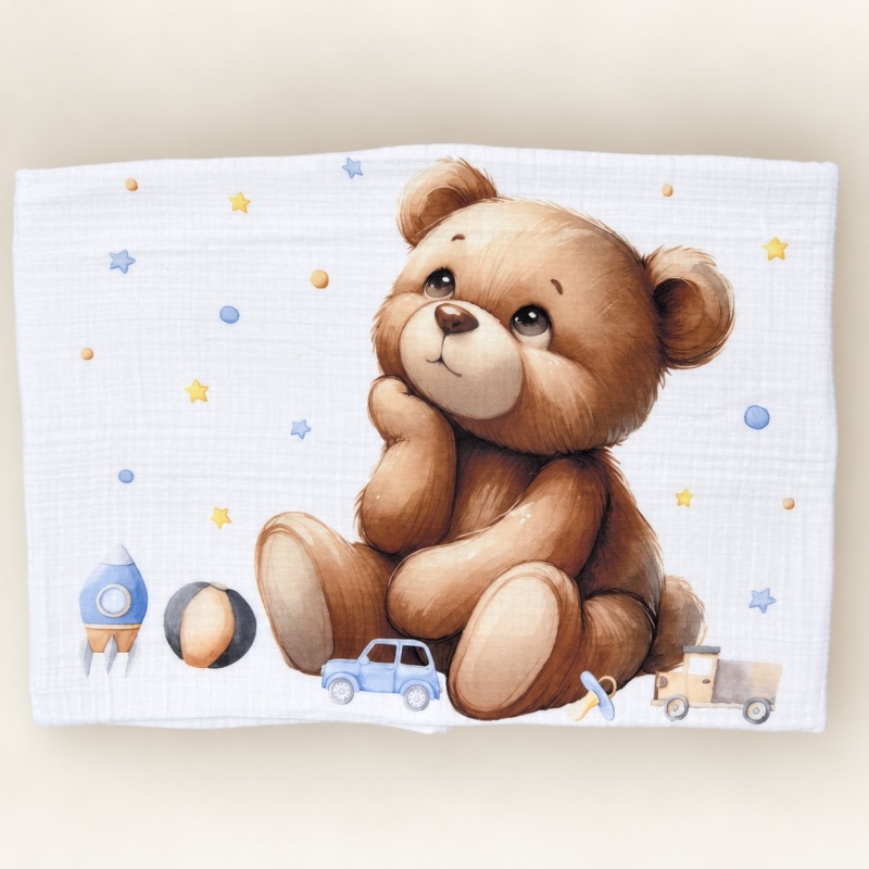 Deksi Meda muslin prekrivač četvoroslojni 120x120cm plavi - Meda Shop