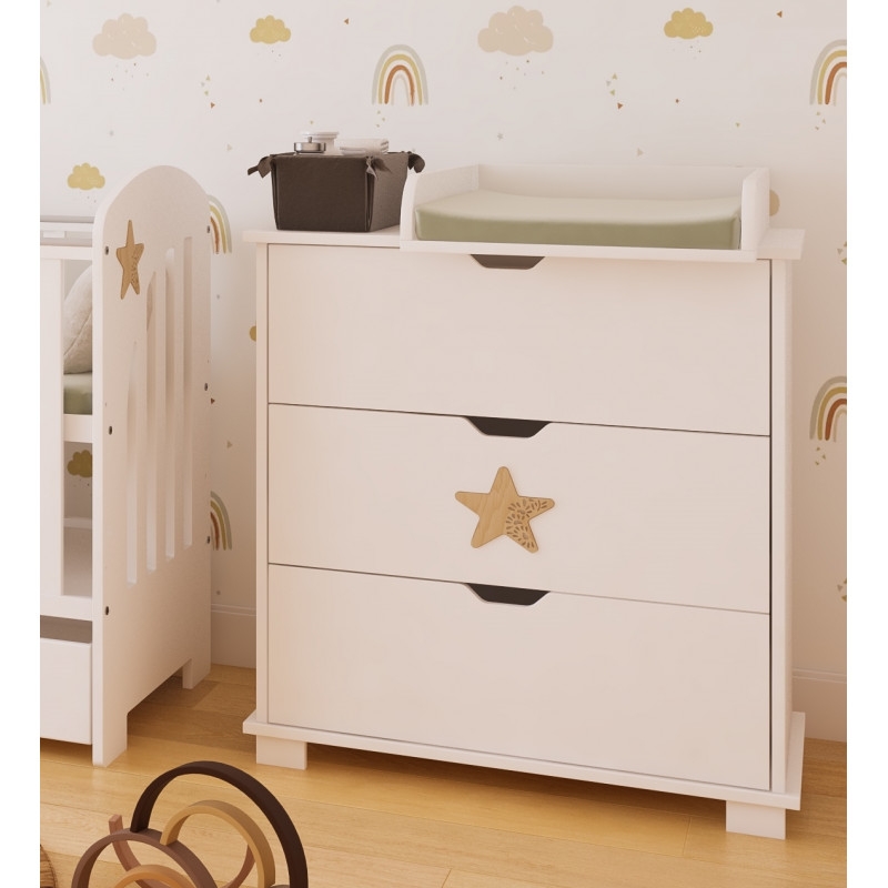 Pinewood Star komoda za bebe Natur - Meda Shop
