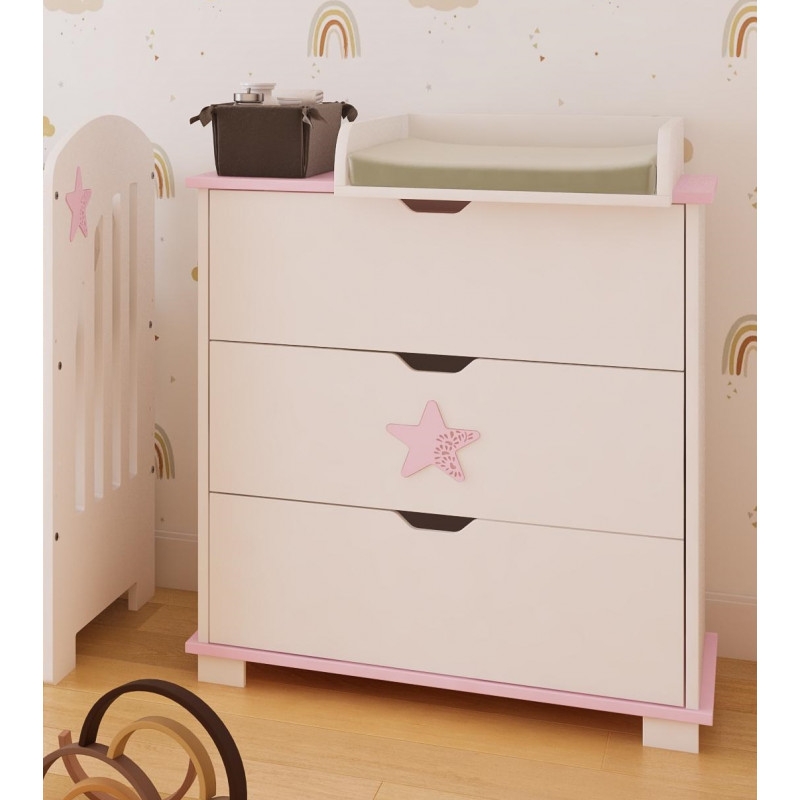 Pinewood Star komoda za bebe Pink - Meda Shop